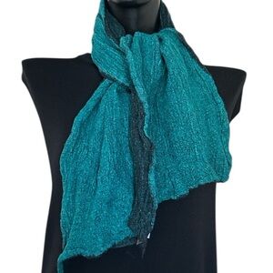Serrv International Fair Trade Teal Boucle Alpaca Handmade Scarf Peru